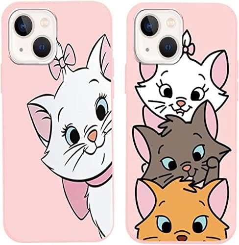 [2 חבילה] מארז חמוד עבור Apple iPhone 12 MINI MINI, CAT CARTOOON ילדים בנות אסתטיקה הדפס Kawaii כיסוי